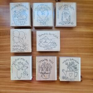 Stampin’ Up! 1996 Nice & Easy Notes 6-Piece Rubber Stamp Set – Retired & Rare